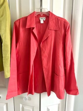 Coldwater Creek Coral Open-Front Blazer Jacket
